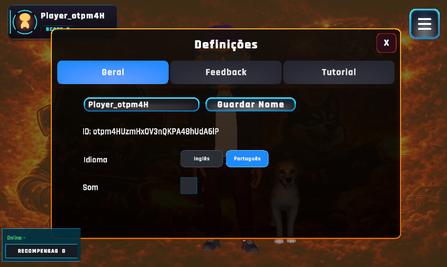 Painel de definições do KingK9s em português